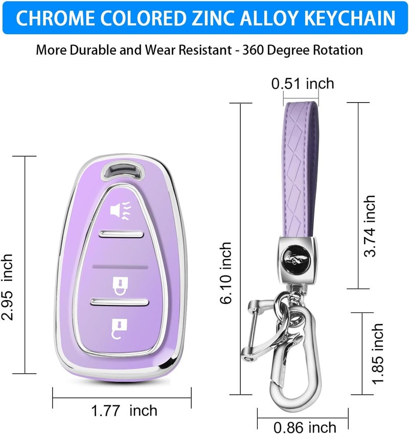 QBUC Key Fob Cover for Chevy, Car Key Fob Case with Keychain for Equinox 2018-2022 Sonic 2017-2020 Spark 2016-2022 Traverse Trailblazer Trax Accessories Protector (Purple) - Image 3